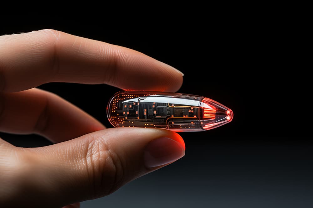 The ultra small holographic photo camera of the future used in human finger
